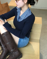 Yami Ribbed Deep V-Neck Knit