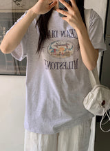 オーシャンプリンティングルーズショートスリーブtシャツ