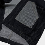 ストライプパッチデニムカーディガン_ブラック