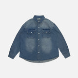 LMN Levan ブラッシュツーポケットデニムシャツ (sand blue)