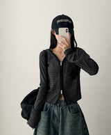 Sty Stripe Two Way Slim Hooded Zip-Up
