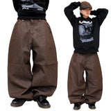 wide non-faded denim pants