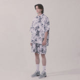 tie-dye cargo shorts_white