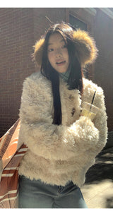 Beads Burton No Collar Round Fur Jacket