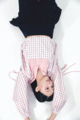 Check Ribbon Wind Breaker Pink