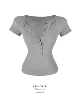 Soft Rib Button Top (4color)
