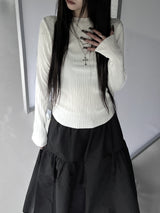 minimal pleated long sleeve T (3color)
