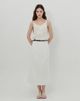 LOGO PLATE MIDI SKIRT [WHITE]