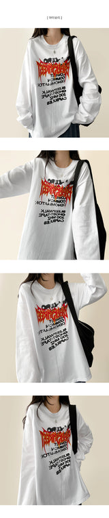 Venom Flame Lettering Reverse Printing Overfit Long Sleeve T-shirt