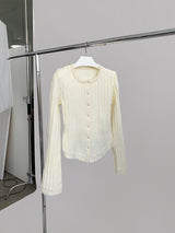 Fur Detail Bold Ribbed Long Sleeve Cardigan
