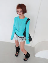 Jelly vivid V-neck Long-sleeved T-shirt