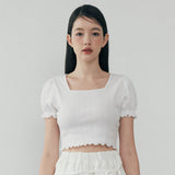 フリルクロップTシャツ - ホワイト