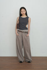 Side Cutout Ribbed Sleeveless (Gray)