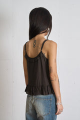 Ruffle Ribbon Sleeveless (Brown)