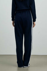 RIBBON JERSEY TRACK PANTS / NAVY