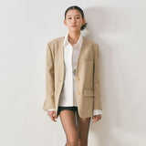 No Collar Tailored Jacket_Beige