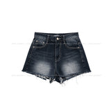 Grayish Cut Denim Shorts