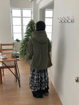 Giet Frill Banding Check Long Skirt