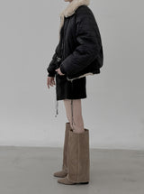 Reversible Fur Collar Quilted Dumble Jumper