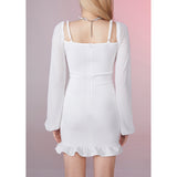 [Girly Fancy Club] Ruffled smocked white dress