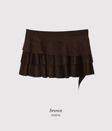 [SHOPPERMADE] Latte Suede Tiered Mini Skirt (2color)