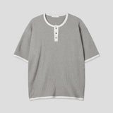 クミン ワッフル ヘンリーネック ショートスリーブTシャツ 5C