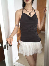 Chiter draped halter strap long tank top sleeveless