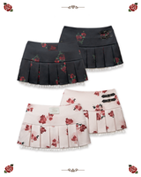 FLORAL LACE PLEATS SKIRT [BLACK]