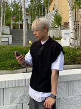 V neck collar knit vest 4C