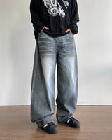 Gray Washing Denim Pants