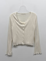 Frill V-Neck Sleeveless Cardigan