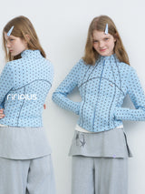 Riverstone Plus ドット スタンドカラー ヨガトップ スリム クロップ 長袖シャツ