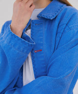 Floral Stitch French Work Jacket - Blue