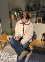 Bigget Collar Wool Mustang Fur Jacket