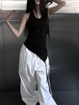 clean unbalanced strap sleeveless (2color)