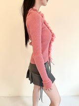 1075. Fringe wool knit cardi (4color)