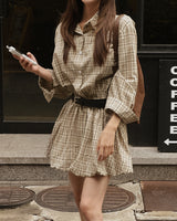El Checkered Balloon Mini Dress