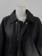 loose fit basic leather jacket