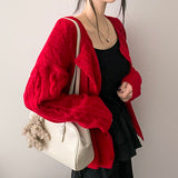 Lammy Round Twisted Knitted Cardigan
