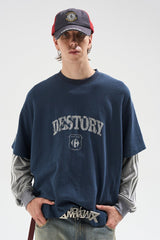 Distressed Patchwork Long Sleeve Tee