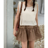 RIBBON SHIRRING SKIRT PANTS