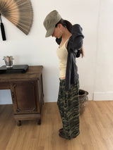 CAMO BAGGY CROPPED SWEAT PANTS