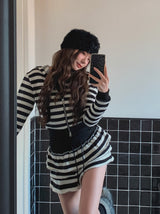 Pierre Stripe Set-up Flare Skirt