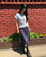 Badin Check Banding Midi Skirt
