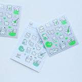 Seal stickers: White puppy, blue, green, 2-sheet set
