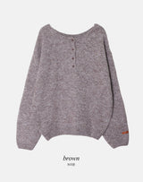 アメリ―レザーパッチヘンリーネックニット (5color)