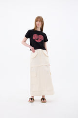 DOUBLE CUT CAGO SKIRT / IVORY