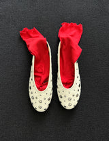 stud leather flat shoes (black)