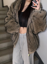 [Unisex] Fur 2way hood zip up(4color)