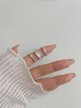 [3 set] vintage wave layered ring